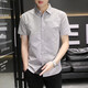 XUANLAIYA men's short-sleeved shirt jacket summer large size half-sleeved solid color casual slim Korean style trendy youth shirt men 826 blue XL
