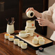 Home Relaxation Beige Ru Kiln Tea Set Home Light Luxury Lazy Tea Making Artifact Automatic Teapot Rotating Water Discharge 9-piece Set