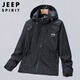 JEEP SPIRIT Jeep Jacket Men's Autumn and Winter Trendy Jacket Men's Hooded Charge Casual Top 1899 Black XL