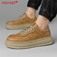 奥康男鞋休闲鞋透气运动鞋秋冬百搭增高板鞋 麦黄 42