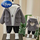 Disney (Disney) children's corduroy jacket boys' winter thickened velvet new style children's fashionable baby hooded winter clothing trendy brown smiling corduroy jacket 100cm