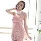 GFM sexy underwear female sexy suspender nightgown translucent nightclub ultra-thin short skirt lace temptation T-shaped panties suit backless SM uniform temptation pajamas dress 8041 pink