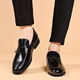 Li Shangduo men's four-season leather shoes without laces men's leather shoes black British summer breathable pointed toe men's leather shoes men's versatile black 9923 38