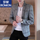 ROMON suit men's single-piece small suit casual large size Korean version slim jacket plus velvet suit handsome and trendy a613 black M 85-105Jin Jin equals 0.5 kg
