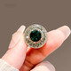 QUAMER retro green diamond small brooch high-end women's summer cardigan anti-exposure buckle pin mini round green diamond-brooch