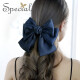 Special European and American temperament, age-reducing skin lining, handmade non-slip top clip, ponytail clip, spring clip hair accessories gift, dark blue (Yakura straight hair/next day delivery)