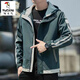 Woodpecker coat men's autumn and winter velvet thickening trendy loose casual sports tops men's versatile hooded jacket men's khaki XL recommended 130-155Jin Jin equals 0.5 kg