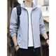 JEANSWEST Spring and Autumn Coat Men's 2025 New Spring Thin Solid Color Stand Collar Loose Windbreaker Casual Jacket Top JK8302 Dark Gray Regular XL