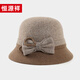 Hengyuanxiang middle-aged and elderly women's wool hats for autumn and winter warm bow elegant mother and grandma hat gift box