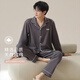 Langsha pajamas men's pure cotton 7A antibacterial and mite removal spring and autumn long-sleeved cardigan suit loose and simple men's home wear
