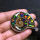 Antique Canadian Ammonite Conch Stone Pendant, around 33 to 38, with Ammonite Stone inlaid in the Conch.