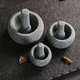Handmade retro old stone mortar, bluestone mortar, garlic pounder, medicine jar, stone cup, pepper masher, grinder, retro bluestone lychee noodle, old stone mortar outer diameter 12CM