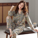 莫代尔睡衣女春秋100%纯棉长袖秋季全棉中年妈妈女士秋冬款家居服套装 9216#暮光绿 M 【建议80-100斤】