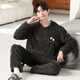 Langsha pajamas men's winter pullover plus velvet thickened coral velvet outer wear home clothes two-piece set men's warm velvet suit