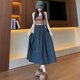 Jin Jin is equal to 0.5 kg. Mu gray glutinous rice half-length skirt for women. High-waisted A-line slim umbrella skirt. Mid-length knitted fashionable and versatile autumn and winter new style. Gray glutinous rice skirt L. Recommended 100-120 Jin. Jin is equal to about 0.5 kg.