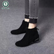 Boots de cuero genuino de carpintero Boots de cuero suave tacón grueso 2025 Nuevas botas desnudas zapatos de gran tamaño para mujeres grandes tacón redondo de tacón bajo y botas mate de otoño primavera negra y otoño 36