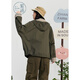 Zihan (ZIHAN) Zihan checked contrasting windbreaker jacket for women's autumn new casual one-handed long drawstring hooded loose top Moss green L