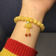 Longyin beeswax bracelet amber bracelet for women and men raw ore 8mm single circle chicken oil yellow with gourd birthday gift YJ 8mm