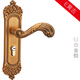 Huili Customized European Style Indoor Handle Lock Household Silent Mechanical Door Lock Solid Wood Door Lock Hardware Bedroom Handle Pass E Style Yellow Ancient Door Lock (Aluminum Alloy) 35-45MM Universal Type with Key
