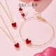 IL&CO Youke 18K gold small red heart necklace women's love set clavicle chain for girlfriend's birthday and Valentine's Day gift small red heart necklace