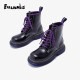 Non-mysterious thick-soled Martin boots for women in autumn new style Internet celebrity eight-hole British style breathable mid-calf short boots for women 05H1348 black and purple 37