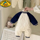 Disney (Disney) baby winter thin cotton jumpsuit for boys, stylish quilted autumn and winter rompers to keep warm when going out, plus cotton hugging clothes, royal blue 80