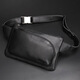 Kangaroo genuine leather men's waist bag mobile phone bag Korean style trendy first-layer cowhide chest bag multi-functional outdoor sports shoulder crossbody bag plain black Napa calfskin