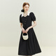Fanslanen 23FS12399 fake two-piece French style dress for women summer new commuter slimming black XS
