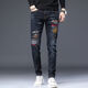 European moderno marca de moda y otoño Jeans impresos con luz impresa para hombres European European pantalones de moda elástica de alta gama SN1916 Blue Grey 6628 31 Circunción de cintura (2 pies 4)