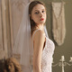 Dingjing French White Ceremony Veil Double Layer Simple Short Bridal Wedding Registration Photo Props Wedding Hairdress Lazy French Veil (Hair Comb Style)
