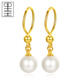 Mozhe Shanshi Gold Earrings Natural Freshwater Pearl Earrings Women's Foot Gold Earrings Curved Gold Earrings Earrings Earrings Jewelry Gifts Large Pearl Approximately (11mm) Gold 1.38-1.4g