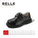 Belle children's shoes boys leather shoes cowhide student performance shoes boys performance shoes spring and autumn single shoes for middle and large children black 32