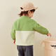 
Mini Bala [antistatic sweatshirt] new autumn products for boys and girls splicing contrasting color long-sleeved tops Olive green 40894 100