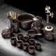 Tao Fuqi purple sand automatic tea set home gift Kung Fu lazy tea maker stone ground teapot tea cup complete set customized Zen Tao purple sand tea set + fair cup 1 piece
