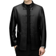 Woodpecker (TUCANO) Leather Jacket Men's Leather Jacket Tang Suit Men's Stand Collar Tunic Jacket Elderly Spring and Autumn Chinese Style Leather Jacket Men Black 195