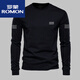 ROMON Men's Cotton Long Sleeve T-Shirt Round Neck Autumn Drawstring Bottoming Shirt Trendy Printed Young and Middle-aged Slim Fit 6022 Black Spring and Autumn Style L 120-140Jin Jin is equal to 0.5 kg