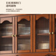 Ya Chen Home Furnishing Solid Wood Cabinet Cabinet Integrated Locked by the Wall Cabinet Cabinet Storage Cabinet Locate on the Wall Xuanguan Cabinet to store the tea cabinet four -door meal cabinet [retro walnut color]