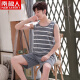 Antarctic Pajamas Men's Vest Summer Sleeveless Shorts Thin Cotton Men's Casual Home Wear Set Dark Gray Doggy XL