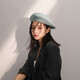 ANZHISHANG, Béret de couleur solide en laine en laine privée, version coréenne féminine Chapeau simple et polyvalent, automne à la mode et hiver, chapeau de peintre rétro, noir