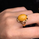 925 silver plated inlaid with natural amber chicken fat yellow beeswax women's ring, live new style, simple and fashionable, picture color
