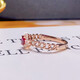 Eba Pigeon Blood Red 0.4ct Ruby Ring Colorful 18K Gold Diamond Ring for Girlfriend Birthday Gift Size Message (Spot Size 9 to 20)