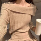 La Chapelle Autumn and Winter Design Niche Style Boat Neck Sweater Chic and Unique Pullover Knitted Sweater Bottoming Top for Women Pure 100 Automatic Heating Gray Pure 100 Automatic Heating XL Recommended 115-125 Jin Jin equals 0.5 kg