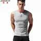 JOONSVIP wide shoulder vest men's Henry sleeveless t-shirt solid color cotton V-neck bottoming shirt men's tight slim hurdle sports vest black (button collar) M (about 56kg) slim