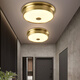 Villa entrance light, outdoor ceiling light, self-built house entrance ceiling light, door light on the door, all-copper balcony aisle, new Chinese style modern simple entrance corridor, entrance hall, glass waterproof lamp, large size - diameter 42*height 11cm (LED three-color 48W*2