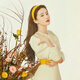 Xiao Panda Rose Story Liu Yifei and Huang Yimei's same yellow satin headband women's fall and winter wide-brimmed versatile outdoor headband yellow