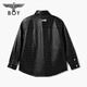 BOY LONDON Xuanwen Mirror Autumn Men and Women Same Style Loose PU Leather Shirt Jacket N44003 Black L