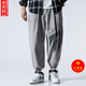 【肥仔240斤超大码5XL】胖子抽绳裤子男春秋季腿粗显瘦屁股大宽松加肥加大码束脚休闲运动裤潮潮胖子 K1049黑色 5XL 穿200-230斤