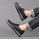 ECHI new leather shoes men's first-layer cowhide slip-on wear-resistant driving business casual shoes JST1351 black 41