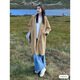 
ELLE French high-end stitching contrasting hooded windbreaker jacket for women 2025 spring new mid-length top Khaki M