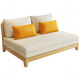 Sena Spring Nordic Solid Wood Sofa Bed Foldable Double Sitting and Lying Dual-Purpose Singles Multi-function Small Apartment Balcony Retractable Bed 1.03m Solid Wood Sofa Bed Log Wood Color Comfortable Breathable Cotton Line Sponge Style